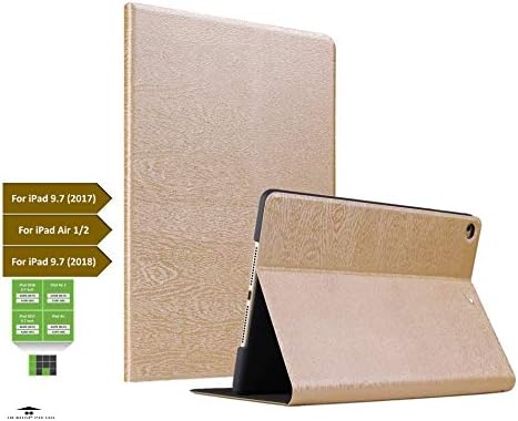 Zen Master Deer Themed Magnetic Stand Flip Cover Case for Apple iPad 9.7 Inch 2017 (Tree Texture Gold)