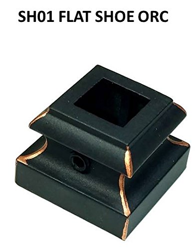 ProGoods SH01 Oil Rubbed Copper 0.5-Inch Flat Shoe with set screw for Metal Balusters Iron stair, Pack Of 10
