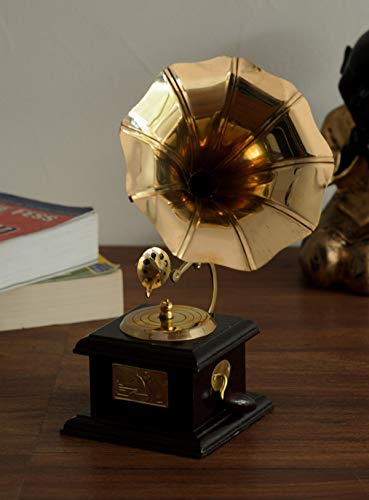 India Wood Mart Antique Music Decorative Canon Brass Showpiece (10 cm x 10 cm x 23.75 cm, Red and Brown)