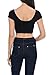 Auliné Collection Womens Trendy Solid Color Basic Scooped Neck and Back Crop Top Black Medium