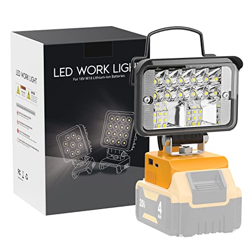 LIVOWALNY Cordless LED Light 20W/30W/34W for Dewalt Light 20v Max Led Work  Light, Flood Lights for Dewalt 20v