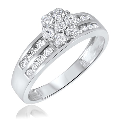 2/3 Carat T.W. Round Cut Diamond Ladies Engagement Ring 10K White Gold- Size 7
