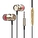 in-Ear Metal Wired Headphones with Volume Control，Gold Metal Magnetic Headset with Mic Heave Bass Stereo Noise Isolating Wired Earphones for Samgung iPhone with 3.5MM Jack (Gold) Potronic