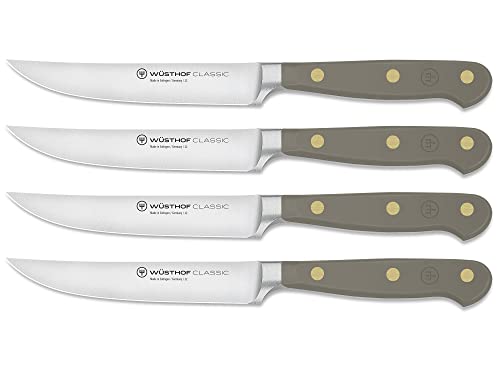 WUESTHOF Classic Set di 4 coltelli da bistecca 12 cm, Velvet Oyster (grigio)
