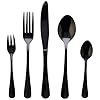 Black-Cutlery-Set-Elegant-Life-20-Piece-Flatware-Silverware-Set-Stainless-Steel-Knives-Forks-Spoons-Tableware-Mirror-Finish-Smooth-Edge-Service-for-4Black Black Cutlery Set, Elegant Life 20-Piece Flatware Silverware Set, Stainless Steel Knives Forks Spoons Tableware, Mirror Finish, Smooth Edge, Service for 4.(Black)