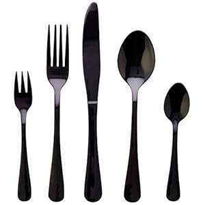 Black-Cutlery-Set-Elegant-Life-20-Piece-Flatware-Silverware-Set-Stainless-Steel-Knives-Forks-Spoons-Tableware-Mirror-Finish-Smooth-Edge-Service-for-4Black Black Cutlery Set, Elegant Life 20-Piece Flatware Silverware Set, Stainless Steel Knives Forks Spoons Tableware, Mirror Finish, Smooth Edge, Service for 4.(Black)