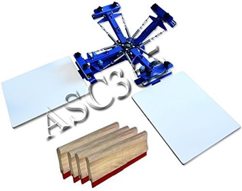 4 Color 2 Station Screen Printing Machine Single Rotating Screen Printing Press with Free Squeegees by Screen Printing Equipment