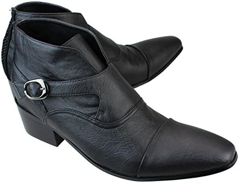 Endevice Mens dress shoes Men's Dress Boots Ankle Booties Monk Strap Buckle Short boots Red Sole Shoes Men's Rhinestone Straight Tip Shoes, Black, 42 M EU / 9-9.5 D(M) US