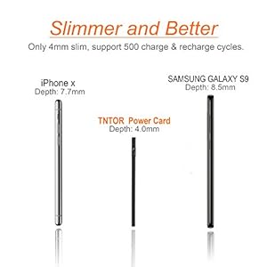 TNTOR - Power Bank Portatile da 2500 mAh, 4 mm, più Sottile e Leggera, Integrata con Cavo per iPhone, Portafoglio e… - immagine 3