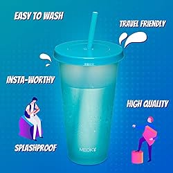 Meoky 12Pack Plastic Cups with Lids and Straws 24oz