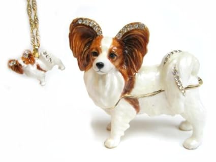 Amazoncom Papillon Golden White Dog Bejeweled Trinket