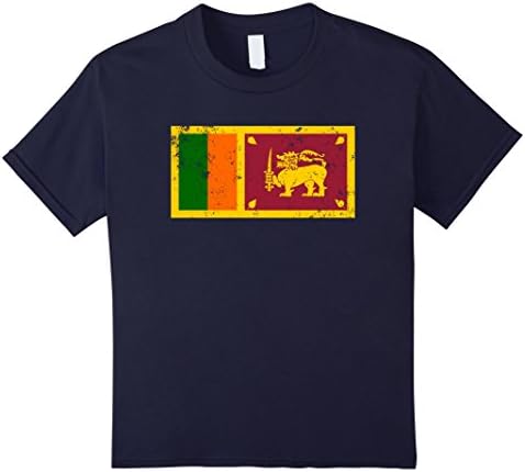 Kids Sri Lanka Flag T-shirt Sri Lankan Retro 6 Navy