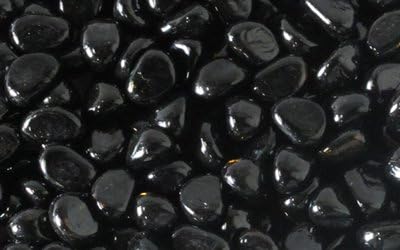 Black Glass Pebbles 1/4" Fireglass Beads for Fire Pits, Water Feature Fireplaces (40lbs)