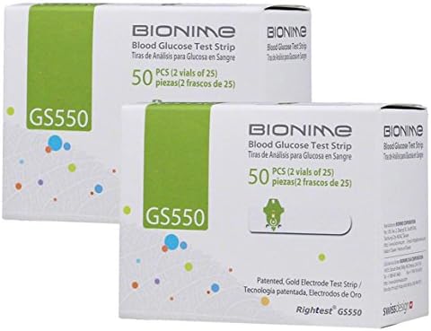 Bionime GS550 Test Strips 100 count- 2 boxes of 50