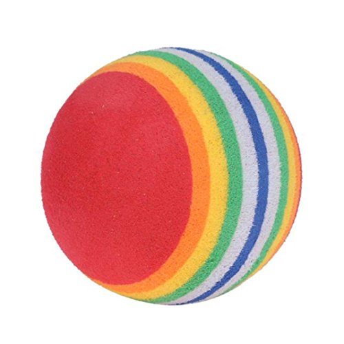 Yeefant Rainbow Stripe Foam Sponge Practice Golf Balls Swing Training Perforated Pets Toy,10Pcs/Pack