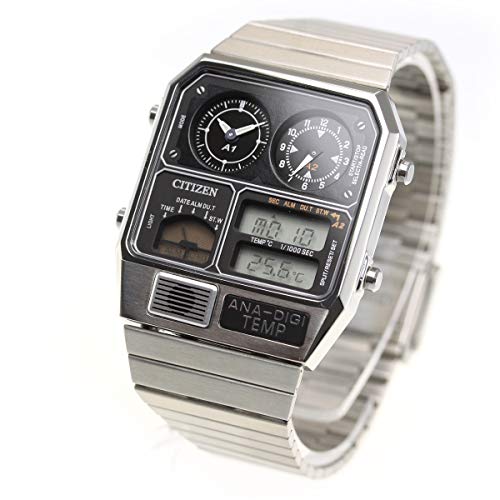 Citizen Record Label Analog Digital Watch Chronograph Analog Digital CITIZEN, multicolor (black / silver), 1 piece, Bracelet Type