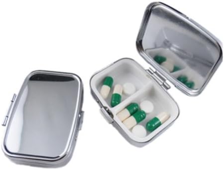 2Pcs Square Pill Box Travel Daily 2 Compartment Pill Container Small Am Pm Reminder Tablet Organiser Storage Case for Handbag Pocket Purse Vitamin Holder