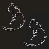 2PCS Sparkling Cat and Flower Self-Adhesive PVC Rainbow Glittery Decal Sticker for Cars, Laptops, Trucks, Motorcycles Wall Window Luggage Scratch Cover Door Multi-Surface Decor Sticker