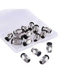 SIQUK 16 Piezas PC4 M10 Enchufes Macho Recto Neumático PEFE Tubo Empujado Rápido de Enchufe para E3D V6 Conector Extrusor Bowden Impresora 3D (Bonus: 1 Caja de plástico)