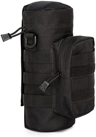 Lanticy Tactical Molle Water Bottle Bag, Military Water Bottle Pouch Holder Hydration Carrier 600D Nylon Waterproof Kettle Storage Bag for Outdoor Travel Activities (Black)