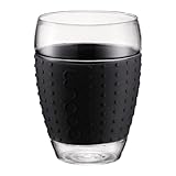 Bodum 15-Ounce Pavina Glasses with Silicone Grip, Black, Set of 2