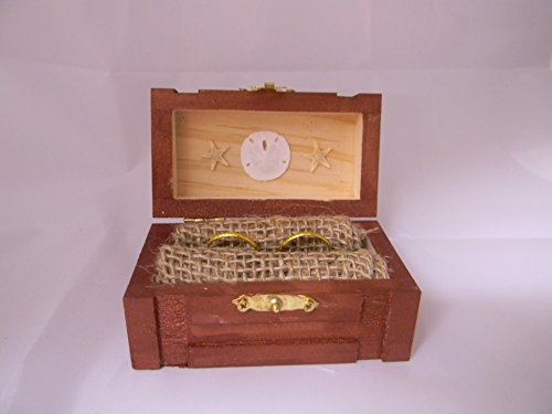 Wedding ceremony Ring bearer Box Hold Rings Beach Seashells Starfish Design - Thumbnail 2