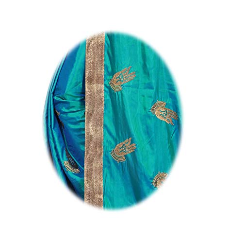 riva enterprise women's paper silk hand pattern saree (riva273_, blue)