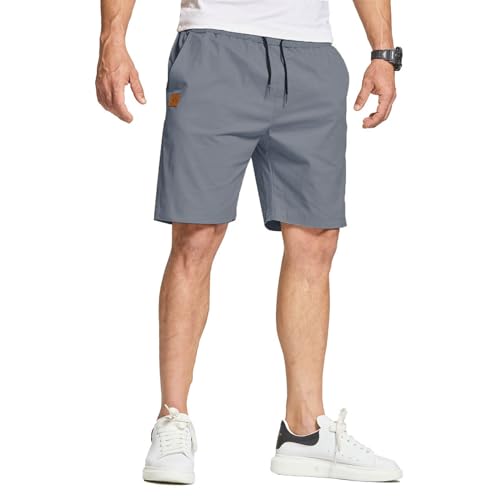 JustSun Shorts Men Cotton Summer Shorts Casual Chino with Pockets