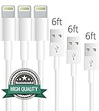 Extra-Long iPhone & iPad Data Cables, ZiBay(TM) 3-Pack USB Charge/Sync Cables [6 Feet] for iPhone 6 / 6 Plus, iPhone 5 / 5S / 5C, iPad Mini, iPad Air, iPod touch 5, iPod Nano 7 [Compatible with all IOS]