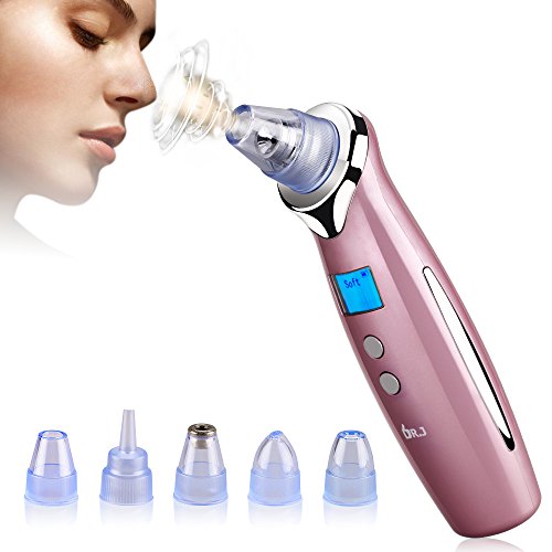 DR.J Blackhead Removal, Mini Facial Pore Blackhead Acne Removal with USB Rechargeable Comedo Suction Tool, 1 Set of 5 Tips (Pink)