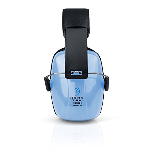 HearTek Earmuffs Hearing Protection with Travel Bag - Noise Canceling Ear Hearing Protection Defenders for Kids, Adults, Women, Children - Adjustable Protector Reduction Ear Muffs for Shooting - Blue