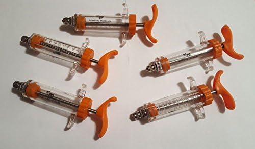 5 PCS Dose Syringe 20mL Unbreakabl​e Plastic Barrel Luer Lock Livestock Veterinary