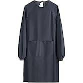 NAN Wind Solid Color Kitchen Apron with Pockets,Unisex Long Sleeves Waterproof Apron for Cooking Baking Cleaning Work