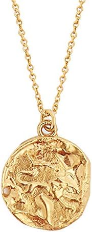 YDMSGSB Pendant Necklace Jewelry Twelve Constellations Female Literary Three-Dimensional Image Matte Gold Jewelry Gift