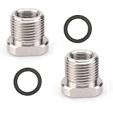 Yemtuls 2 Pack 304 Stainless Steels Thread Protector, 1/2 x 28 Convert to 5/8x24 with Crush Washer,Sliver