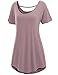 Doublju Womens Basic Comfy Short Sleeve Oversized Long Tunic Top INDIPINK 2XL