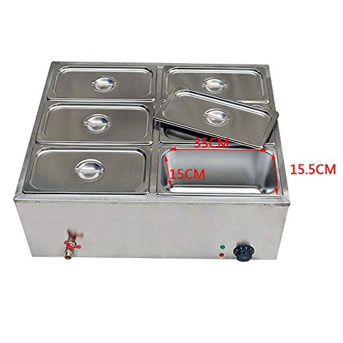 WINUS Commercial Electric Food Warmer Steam Table Steamer Bain-Marie Buffet Countertop 6-Pan for Catering and Restaurants US Stock