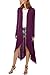 Meaneor Women's Long Sleeve Waterfall Asymmetric Drape Open Long Maxi Cardigan, XX-Large, Wine Red