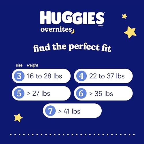 HUGGIES SIZE 4 OVERNITES BABY DIAPERS: OVERNIGHT DIAPERS, SIZE 4 (22-37 LBS), 116 CT (2 PACKS OF 58), PACKAGING MAY VARY