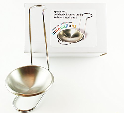 Vertical Spoon Rest / Spoon Holder / Ladle Holder – 4” stainless steel cup (holds all sizes / all utensils)