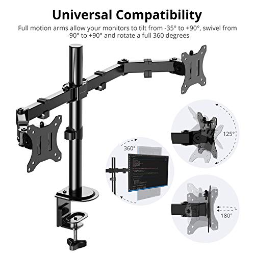 ATUMTEK Monitor Mount Dual Monitor Arm for 13"27" Inch or 17.6 Lbs