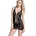 FANNARUI Sexy Lingerie Bodystocking Babydoll Mini Dress Fishnet Bodysuit See Through Nightie