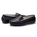 SUNROLAN 818-2hei9 Casual Women's Genuine Leather Penny Loafers Driving Moccasins Slip-On Boat Flats Shoes US9 Black