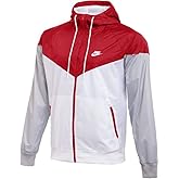 NIKE TEAM MEN'S WINDRUNNER JACKET Hooded Windbreaker (Scarlet/White, Small)