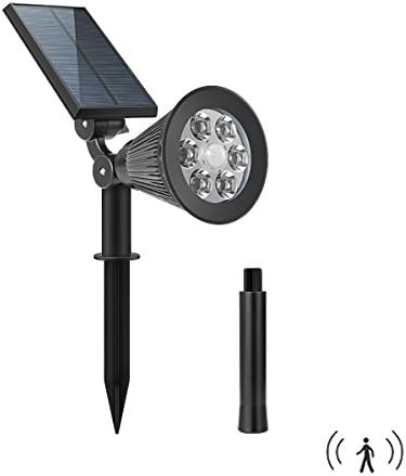 Solar Spotlight Lights 2 in 1 Motion Sensor Landscape Lights 6 LED Waterproof Outdoor Security Lighting Adjustable Wall Light Auto On/Off for Yard Garden Driveway Pathway Pool Tree Patio