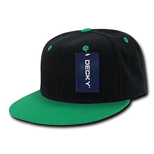 DECKY 2Tone Flat Bill Snapbacks, Black/Kelly Green
