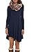 POSESHE Women's Long Sleeve Casual Loose T-Shirt Dress Navy Blue Medium