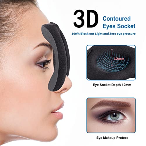 YIVIEW Sleep Mask Pack of 3, Upgrade 100 Light Blocking 3D Eye Masks
