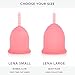 Lena Menstrual Cups, Reusable Period Cup, Tampons,Period Underwear and Menstrual Pads Alternative, Feminine Care, FSA HSA Eligible, Silicone Menstrual Cup, Made in USA, Super Heavy Flow, Large, Pink