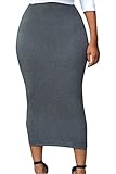 Tiksawon Women Sexy High Waisted Bodycon Party Club Maxi Skirt L Gray